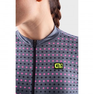 ALE BULLET LADY Radtrikot Damen kurzarm schwarz/pink