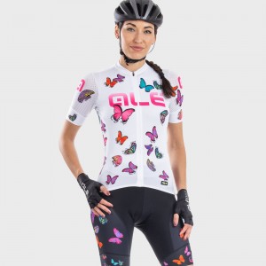 ALE BUTTERFLY LADY Radtrikot Damen kurzarm weiß