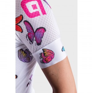 ALE BUTTERFLY LADY Radtrikot Damen kurzarm weiß