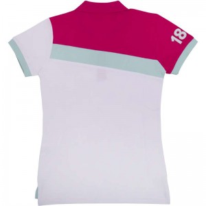 CELESTE STRIPE Damen Poloshirt weiß magenta