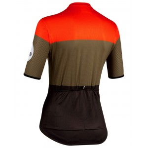 GORDONA Radtrikot Damen kurzarm schwarz/olivgrün/rot (E21-4120)