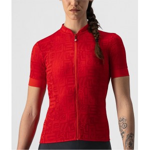Promessa Jacquard Radtrikot Damen kurzarm rot