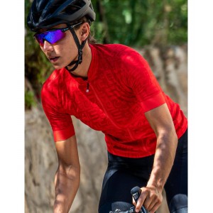 Promessa Jacquard Radtrikot Damen kurzarm rot