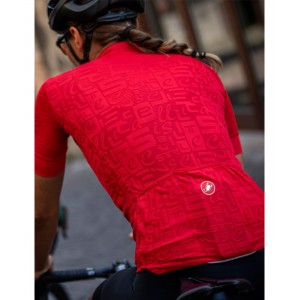 Promessa Jacquard Radtrikot Damen kurzarm rot