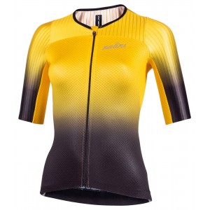 New Lady Ergo Fit Radtrikot Damen kurzarm schwarz/gelb (E22-4009)