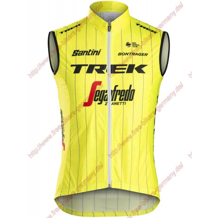 Radsport TREK-SEGAFREDO 2018 fluo gelb Windstopper ärmelloses Trikot Kurz Radtrikot Kaufen