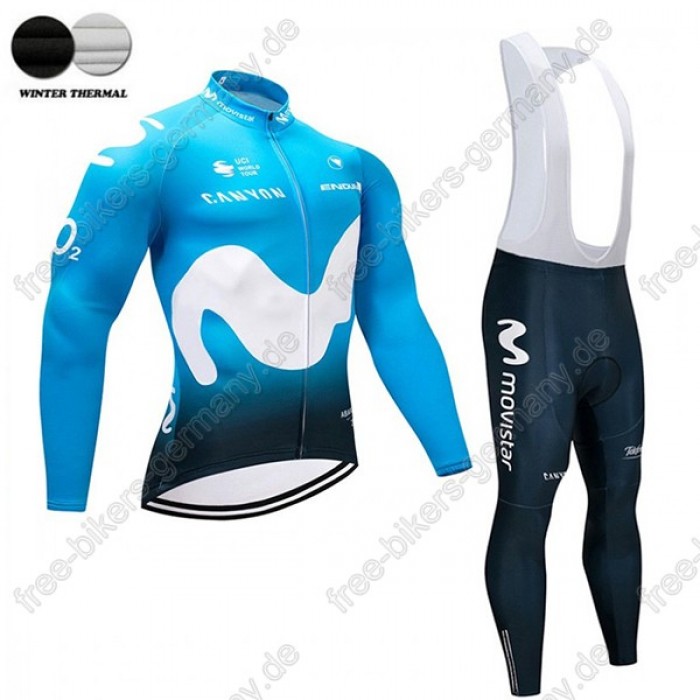 Movistar Team Wiinter Trikot Langarm+Lange Trägerho Radtrikot Kaufen