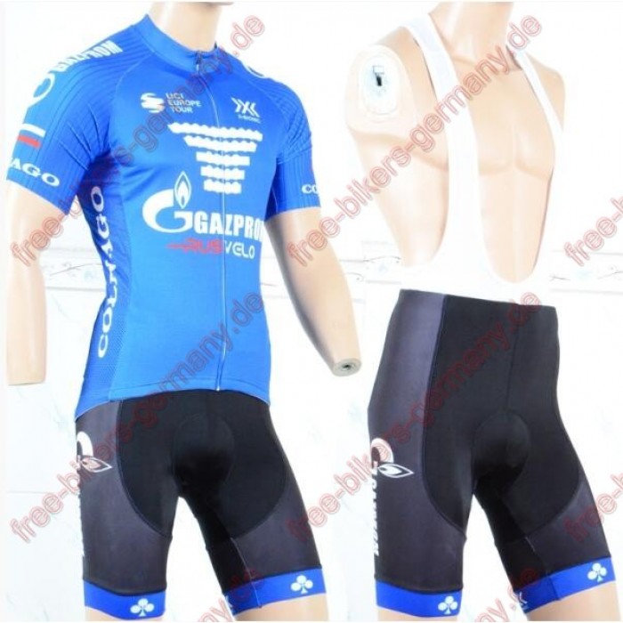 Profiteam 2018 Gazprom-Rusvelo Radbekleidung Satz Trikot Kurzarm+Trägerh Radtrikot Kaufen