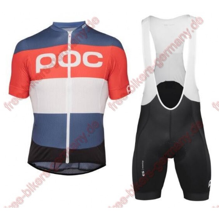 Profiteam 2018 POC Essential prismane multi red Radbekleidung Satz Trikot Kurzarm+Trägerhosen Sets Radtrikot Kaufen