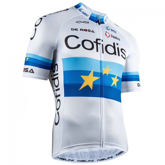 Fahrradbekleidung Radsport 2020 COFIDIS Trikot Kurzarm Outlet EU Champion Elia Viviani Radtrikot Kaufen