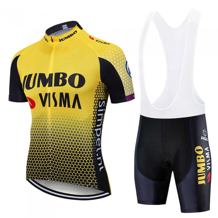 Fahrradbekleidung Radsport 2020 TEAM JUMBO-VISMA Radbekleidung Satz Trikot Kurzarm+Trägerhosen Se Radtrikot Kaufen