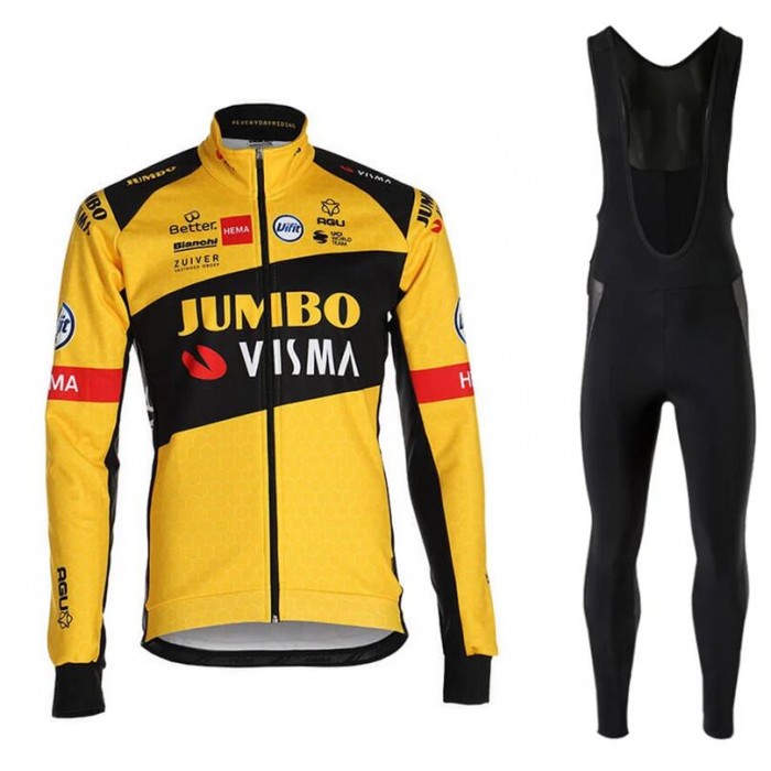 Fahrradbekleidung Radsport 2020 TEAM JUMBO-VISMA Set Radbekleidung Trikot Langarm+ Trägerhos Radtrikot Kaufen