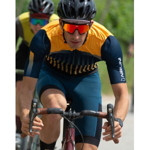 New Respect Radtrikot kurzarm blau/gelborange