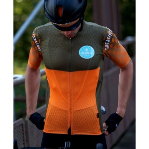 TIRANO Radtrikot kurzarm orange/olivgrün