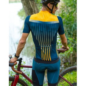 New Respect Radtrikot kurzarm blau/gelborange