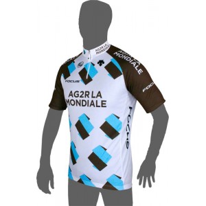 AG2R LA MONDIALE 2015 Kurzarmtrikot (kurzer Reißverschluss) Radsport-Profi-Team