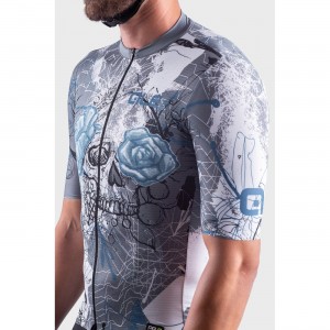 ALE SKULL Radtrikot kurzarm grau