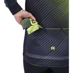 Übergröße ALE THORN Radtrikot langarm schwarz/neongelb