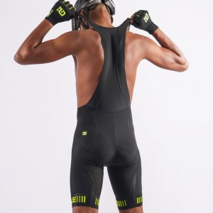 ALE STRADA Trägerhose kurz schwarz/gelb