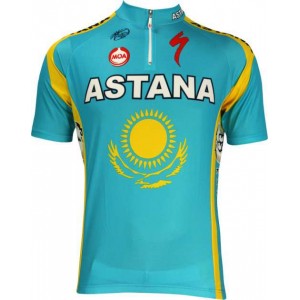 Astana kasachischer Meister 2010 Radsport-Profi-Team-Kurzarmtrikot mit kurzem Reißverschluss Astana kasachischer Meister 2010 Radsport-Profi-Team-Kurzarmtrikot mit kurzem Reißverschluss