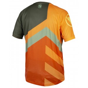 Singletrack Print Tee LTD Radtrikot kurzarm MTB/Freeride orange/olivgrün
