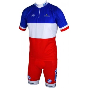 FRANCAISE DES JEUX (FDJ) Französischer Meister 2014/2015 Kurzarmtrikot (kurzer Reißverschluss) -B'TWIN Radsport-Profi-Team