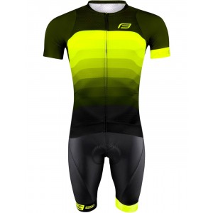 ASCENT Radsport-Set (Radtrikot langer RV+Trägerhose) grün/gelb/schwarz