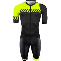 FASHION Radsport-Set (Radtrikot langer RV+Trägerhose) neongelb/schwarz