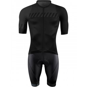 FASHION Radsport-Set (Radtrikot langer RV+Trägerhose) schwarz