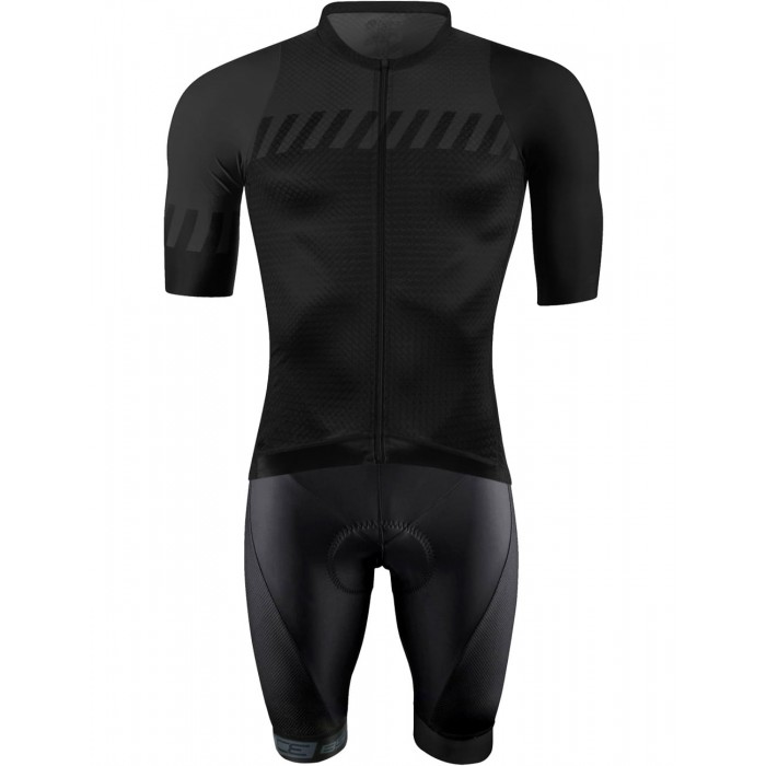 FASHION Radsport-Set (Radtrikot langer RV+Trägerhose) schwarz