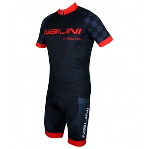 Radsport-Set (Radtrikot FLAG+Trägerhose FIREBALL) schwarz/rot