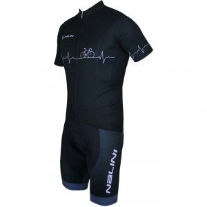 Radsport-Set (Radtrikot Pulse Jersey+Trägerhose Fireball) schwarz
