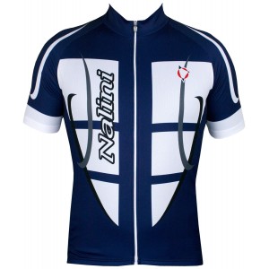 STEEL JERSEY Radtrikot kurzarm blau/weiß