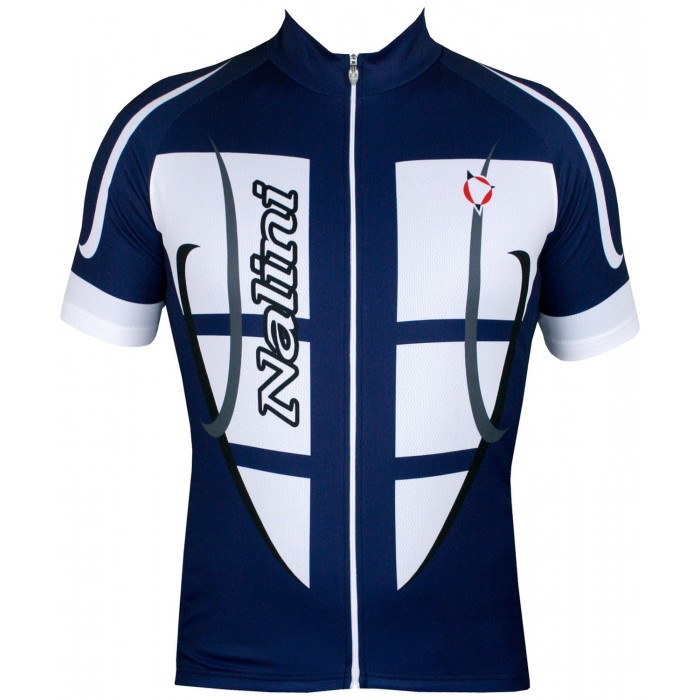 STEEL JERSEY Radtrikot kurzarm blau/weiß