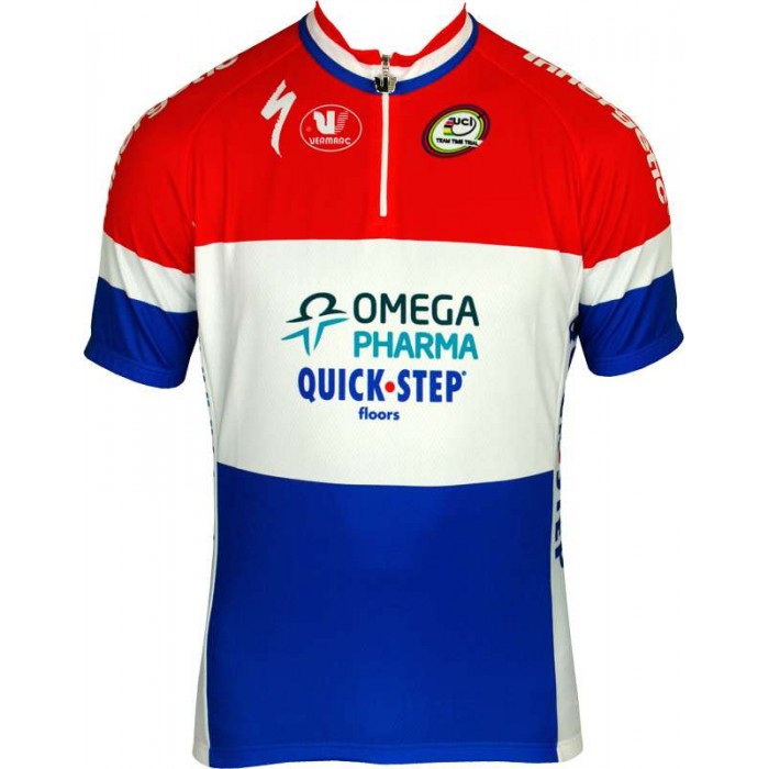 OMEGA PHARMA-QUICKSTEP Holländischer Meister 2013 Radsport-Profi-Team-Kurzarmtrikot mit kurzem Reißverschluss OMEGA PHARMA-QUICKSTEP Holländischer Meister 2013 Radsport-Profi-Team-Kurzarmtrikot mit kurzem Reißverschluss