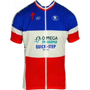 OMEGA PHARMA-QUICKSTEP Französischer Zeitfahrmeister 2012/13 Radsport-Profi-Team-Kurzarmtrikot mit langem Reißverschluss