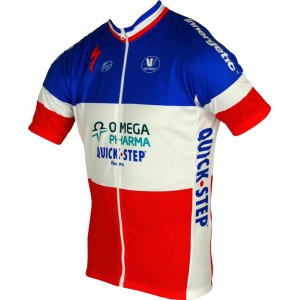 OMEGA PHARMA-QUICKSTEP Französischer Zeitfahrmeister 2012/13 Radsport-Profi-Team-Kurzarmtrikot mit langem Reißverschluss