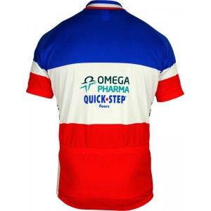 OMEGA PHARMA-QUICKSTEP Französischer Zeitfahrmeister 2012/13 Radsport-Profi-Team-Kurzarmtrikot mit langem Reißverschluss