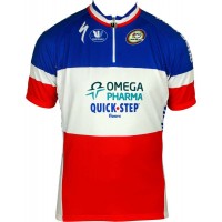 OMEGA PHARMA-QUICKSTEP Französischer Zeitfahrmeister 2013 Radsport-Profi-Team-Kurzarmtrikot mit kurzem Reißverschluss