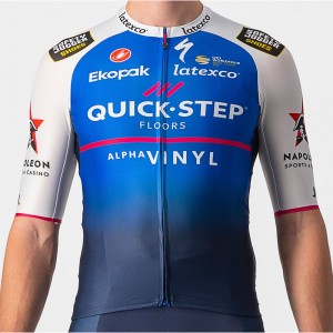 Quick Step-Alpha Vinyl 2022 Aero Race 6.1 Radtrikot kurzarm (langer RV)-Radsport-Profi-Team Quick Step-Alpha Vinyl 2022 Aero Race 6.1 Radtrikot kurzarm (langer RV)-Radsport-Profi-Team