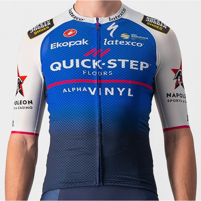 Quick Step-Alpha Vinyl 2022 CLIMBER'S 3.1 Radtrikot kurzarm (langer RV)-Radsport-Profi-Team Quick Step-Alpha Vinyl 2022 CLIMBER'S 3.1 Radtrikot kurzarm (langer RV)-Radsport-Profi-Team