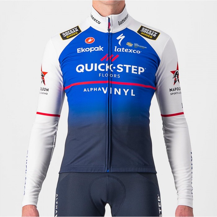 Quick Step-Alpha Vinyl 2022 Radtrikot langarm-Radsport-Profi-Team Quick Step-Alpha Vinyl 2022 Radtrikot langarm-Radsport-Profi-Team
