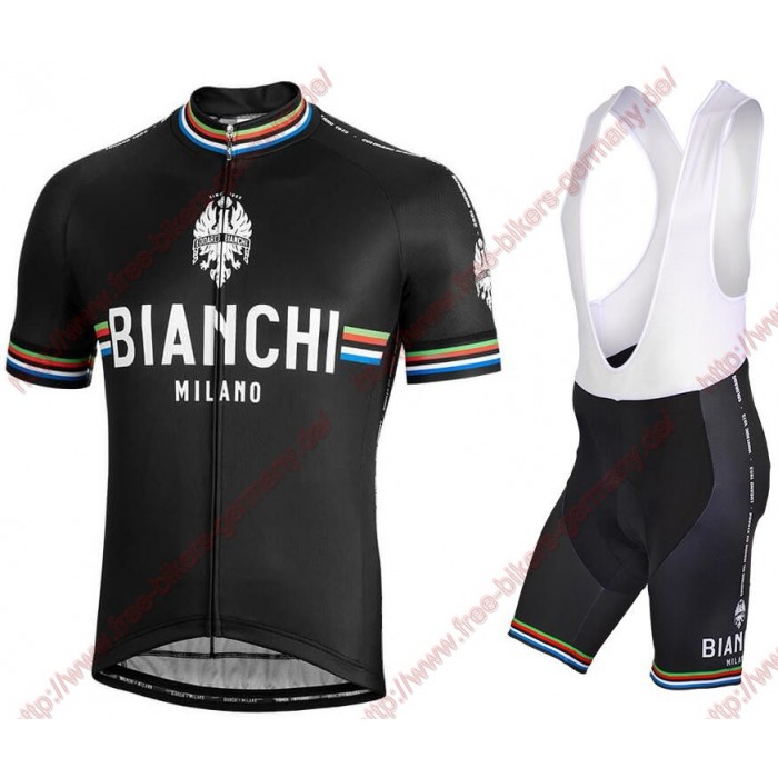 Profiteams BIANCHI MILANO New Pride black Radbekleidung Satz Trikot Kurzarm+Trägerhosen Se Radtrikot Kaufen