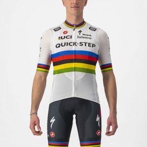 Quick Step-Alpha Vinyl Straßenrad Weltmeister Regenbogentrikot 2022 Competizione Radtrikot kurzarm-Radsport-Profi-Team Radtrikot Kaufen