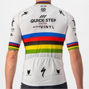 Quick Step-Alpha Vinyl Straßenrad Weltmeister Regenbogentrikot 2022 Competizione Radtrikot kurzarm-Radsport-Profi-Team Radtrikot Kaufen