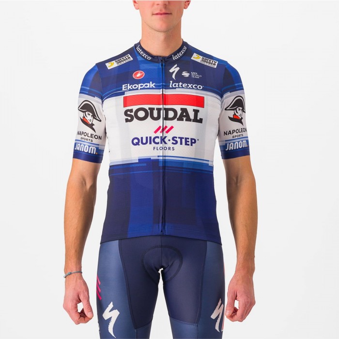Soudal Quick-Step 2023 Set(Competizione Radtrikot+Competizione Trägerhose)-Radsport-Profi-Team Radtrikot Kaufen