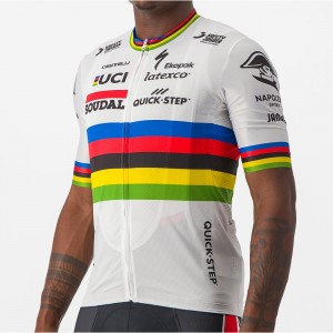 Soudal Quick-Step Straßenrad Weltmeister Regenbogentrikot 2023 Competizione Radtrikot kurzarm-Radsport-Profi-Team Radtrikot Kaufen