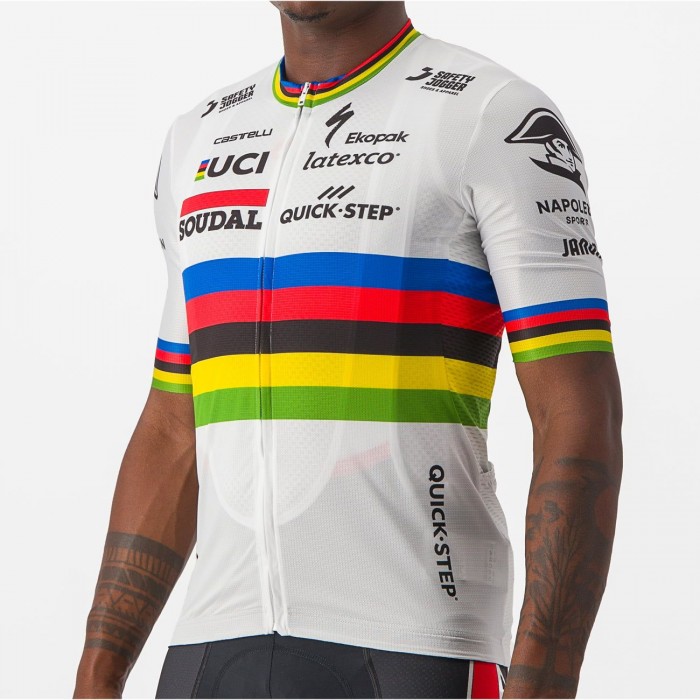 Soudal Quick-Step Straßenrad Weltmeister Regenbogentrikot 2023 Competizione Radtrikot kurzarm-Radsport-Profi-Team Radtrikot Kaufen