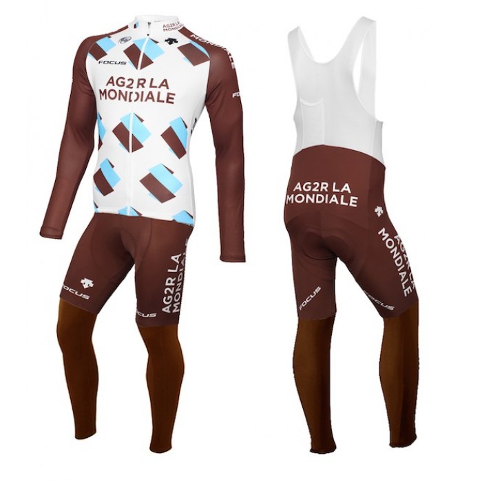 2015 Ag2r La Mondiale Team Fahrradbekleidung Satz Radtrikot Langarm+Lang Trägerhose Radtrikot Kaufen