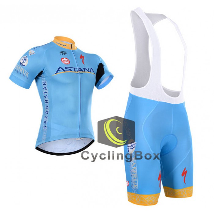 2015 Astana Fahrradbekleidung Satz Fahrradtrikot Kurzarm Trikot und Kurz Trägerhose Radtrikot Kaufen